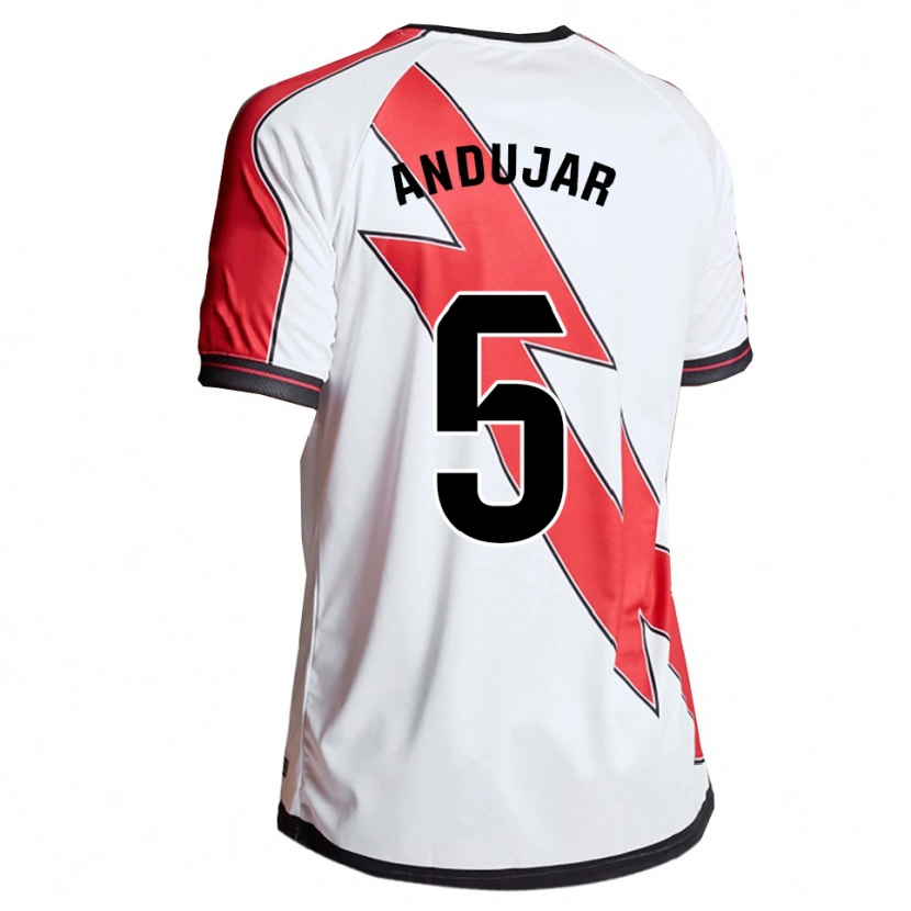 Danxen Mujer Camiseta Paula Andújar #5 Blanco Rojo 1ª Equipación 2025/26 La Camisa