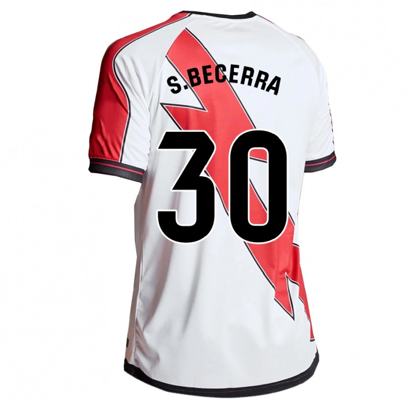 Danxen Mujer Camiseta Samuel Becerra #30 Blanco Rojo 1ª Equipación 2025/26 La Camisa