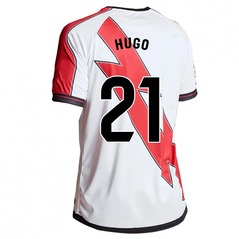 Danxen Mujer Camiseta Hugo Navarro #21 Blanco Rojo 1ª Equipación 2025/26 La Camisa