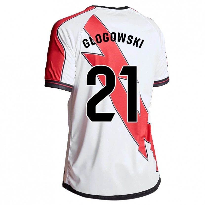 Danxen Mujer Camiseta Wiktor Glogowski #21 Blanco Rojo 1ª Equipación 2025/26 La Camisa