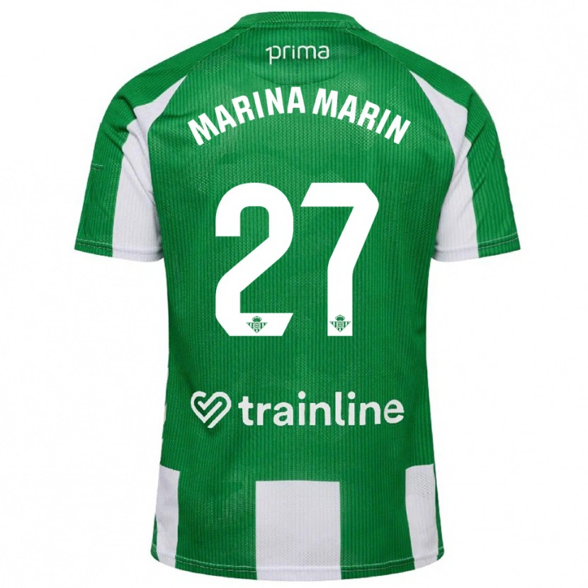 Danxen Mujer Camiseta Marina Marín #27 Verde Blanco 1ª Equipación 2025/26 La Camisa