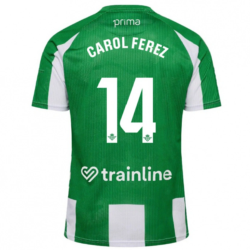 Danxen Mujer Camiseta Carolina Férez Méndez #14 Verde Blanco 1ª Equipación 2025/26 La Camisa