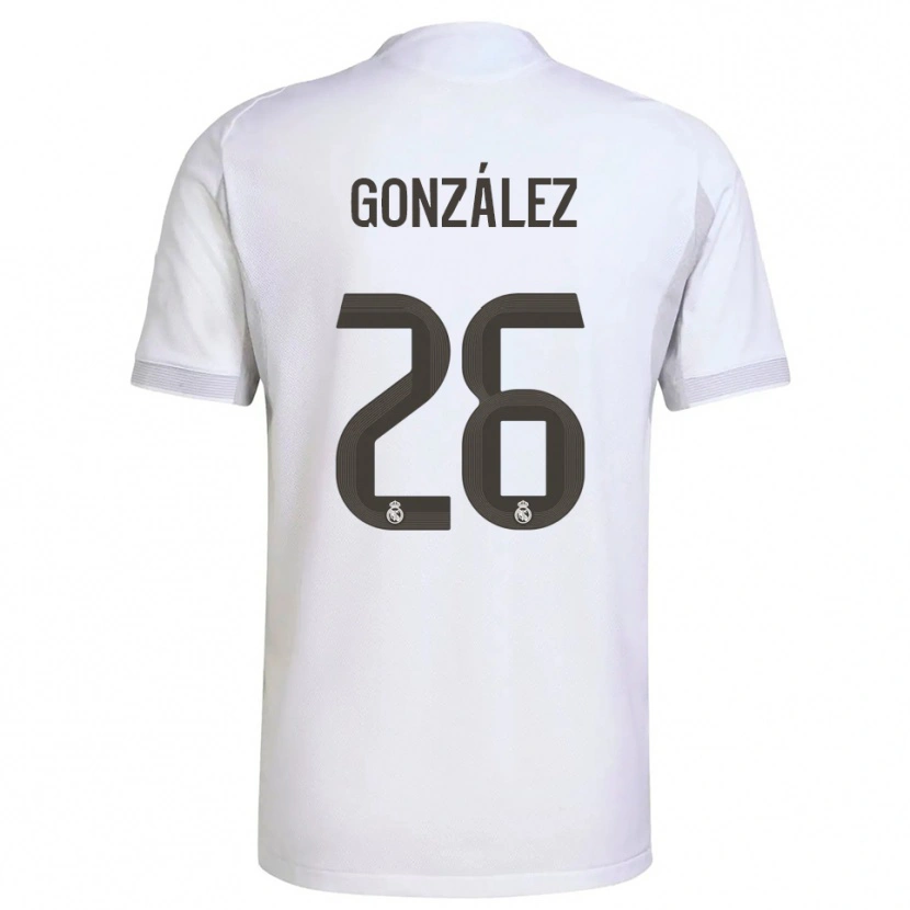 Danxen Mujer Camiseta Fran González #26 Blanco Amarillo 1ª Equipación 2025/26 La Camisa
