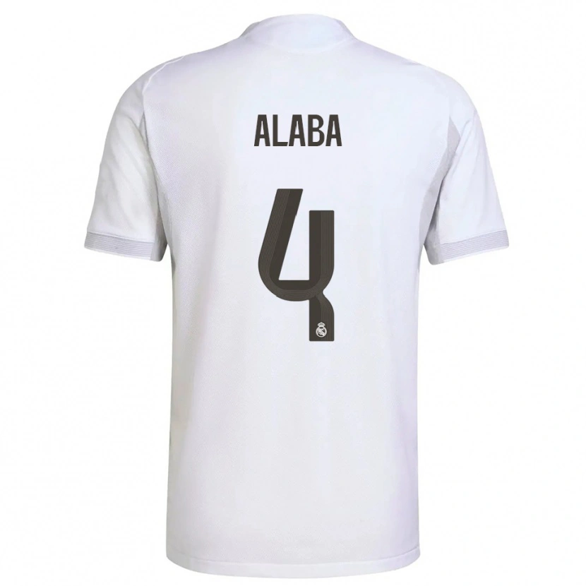 Danxen Mujer Camiseta David Alaba #4 Blanco Amarillo 1ª Equipación 2025/26 La Camisa