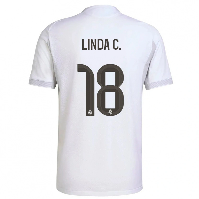 Danxen Mujer Camiseta Linda Caicedo #18 Blanco Amarillo 1ª Equipación 2025/26 La Camisa