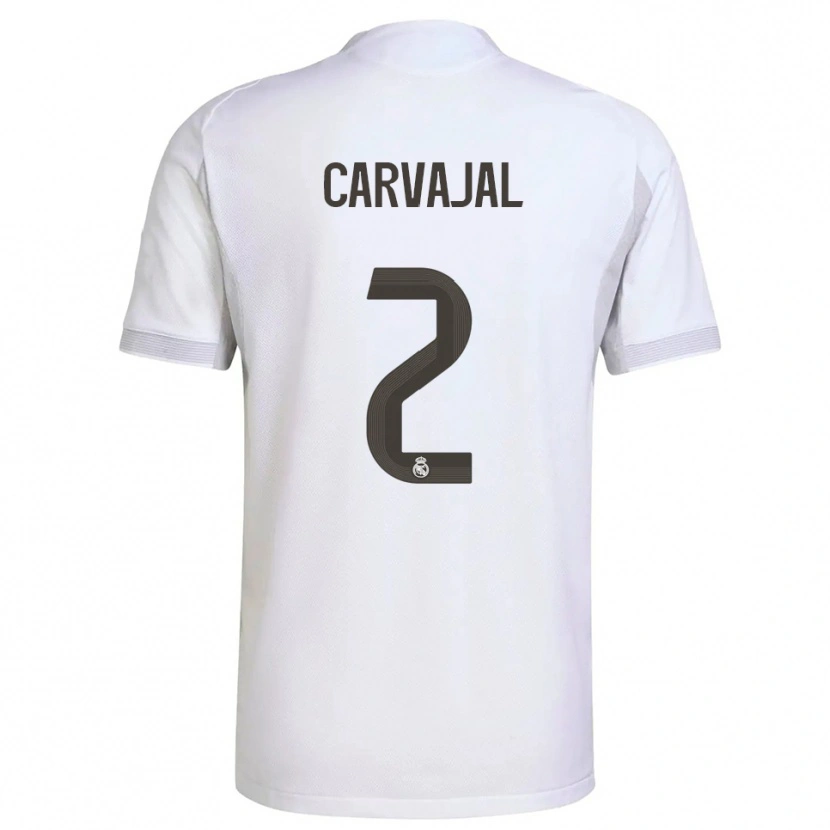 Danxen Mujer Camiseta Daniel Carvajal #2 Blanco Amarillo 1ª Equipación 2025/26 La Camisa