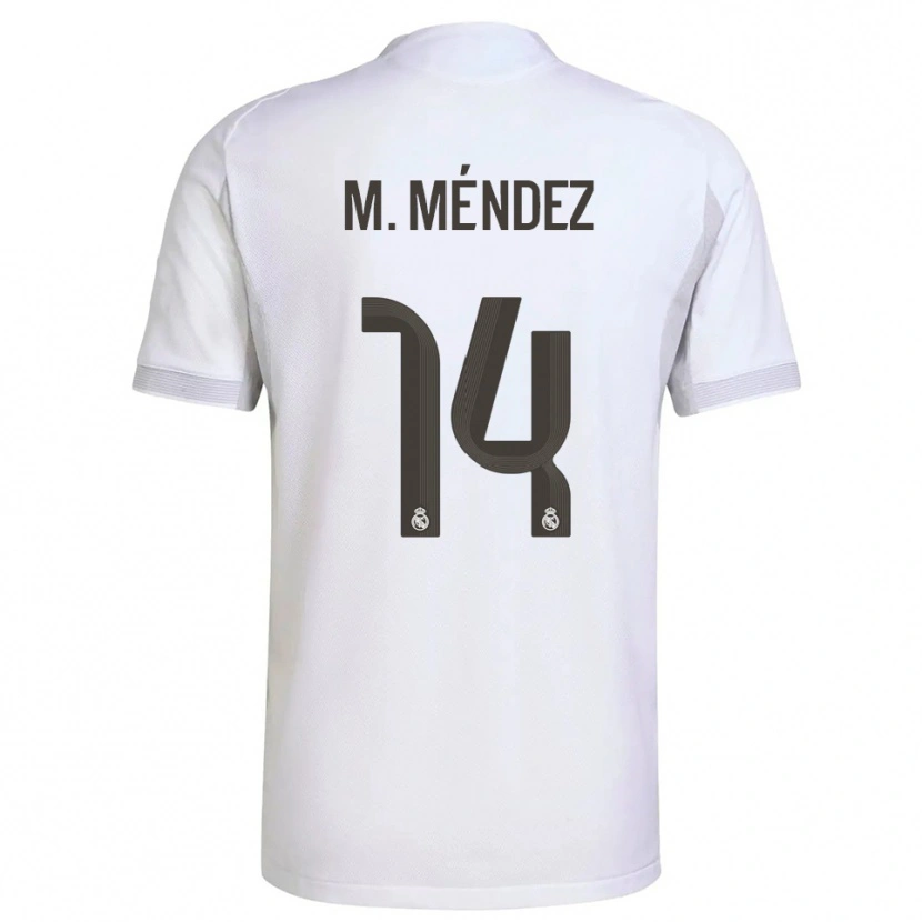 Danxen Mujer Camiseta María Méndez #14 Blanco Amarillo 1ª Equipación 2025/26 La Camisa