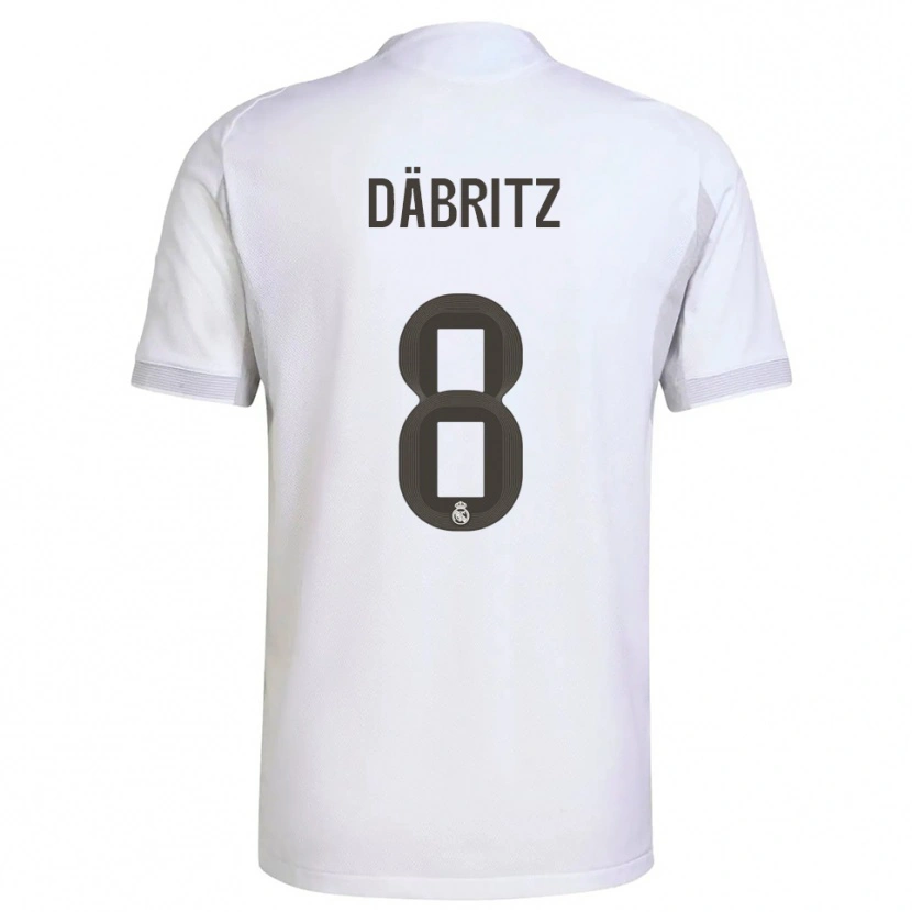 Danxen Mujer Camiseta Sara Däbritz #8 Blanco Amarillo 1ª Equipación 2025/26 La Camisa