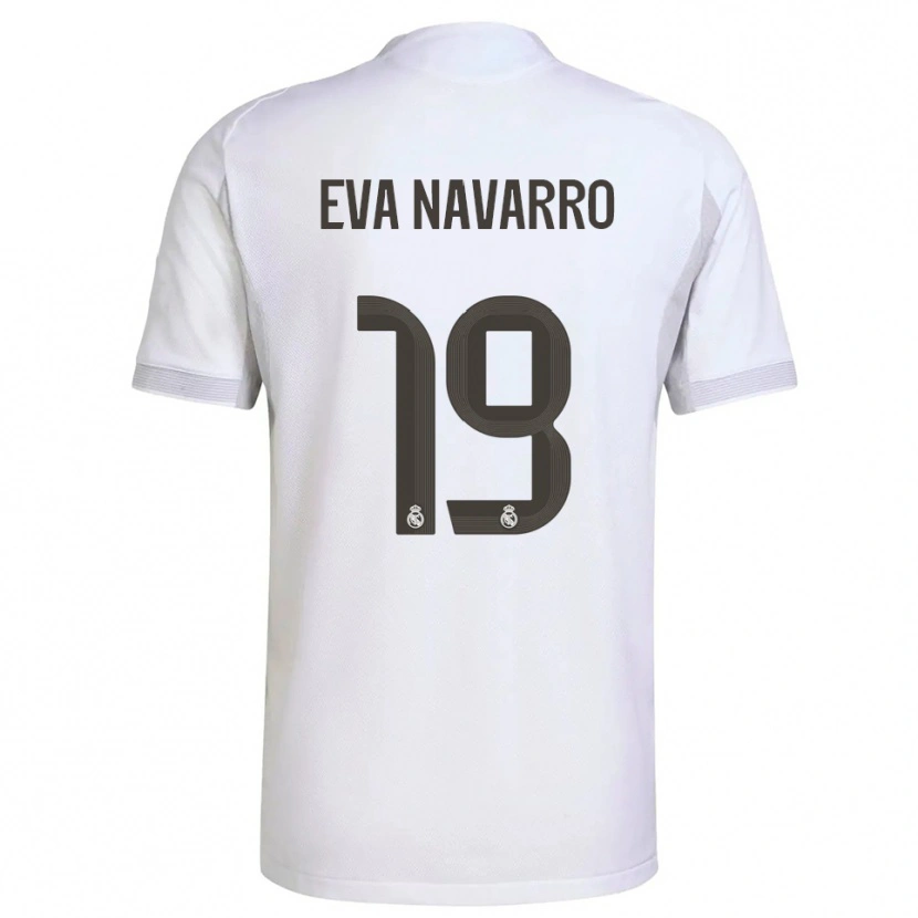 Danxen Mujer Camiseta Eva Navarro #19 Blanco Amarillo 1ª Equipación 2025/26 La Camisa
