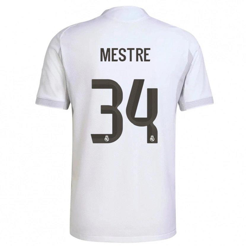 Danxen Mujer Camiseta Sergio Mestre #34 Blanco Amarillo 1ª Equipación 2025/26 La Camisa