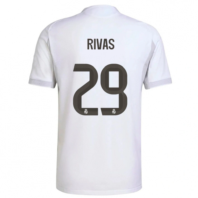 Danxen Mujer Camiseta Mario Rivas #29 Blanco Amarillo 1ª Equipación 2025/26 La Camisa