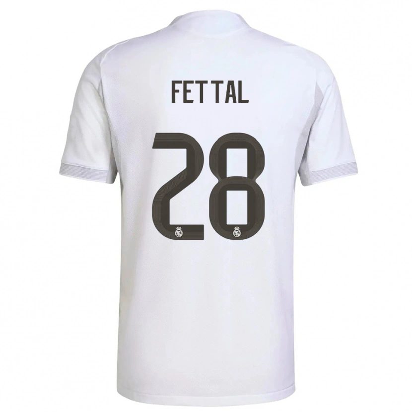 Danxen Mujer Camiseta Rachad Fettal #28 Blanco Amarillo 1ª Equipación 2025/26 La Camisa