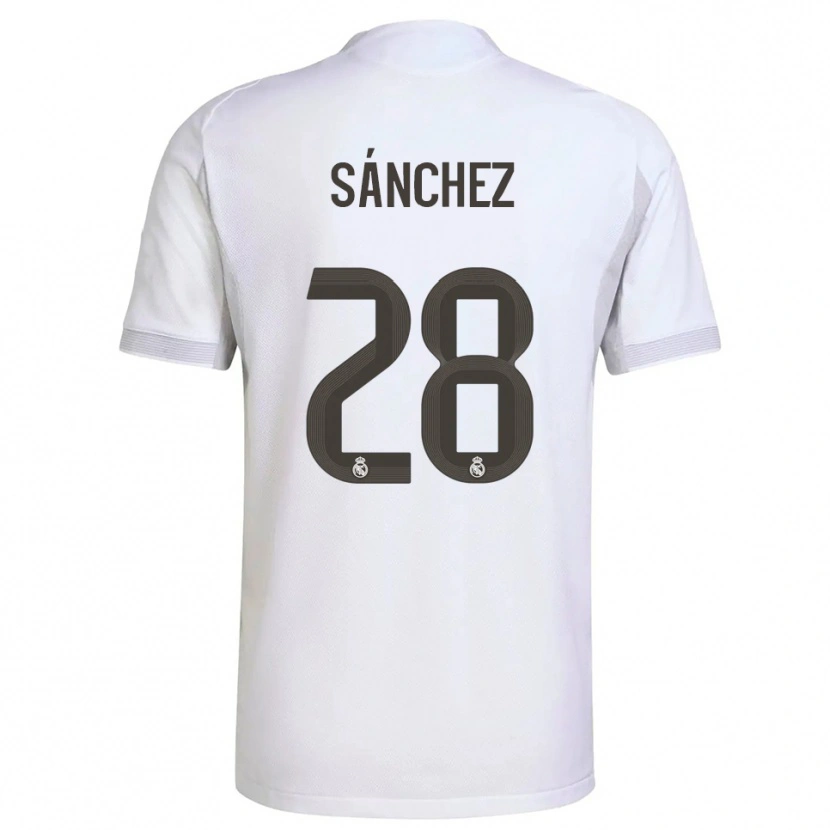 Danxen Mujer Camiseta Álex Sánchez #28 Blanco Amarillo 1ª Equipación 2025/26 La Camisa