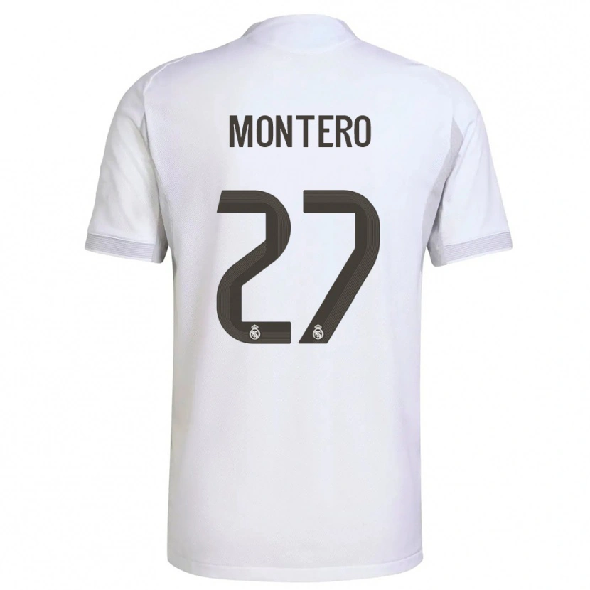 Danxen Mujer Camiseta Pablo Montero #27 Blanco Amarillo 1ª Equipación 2025/26 La Camisa