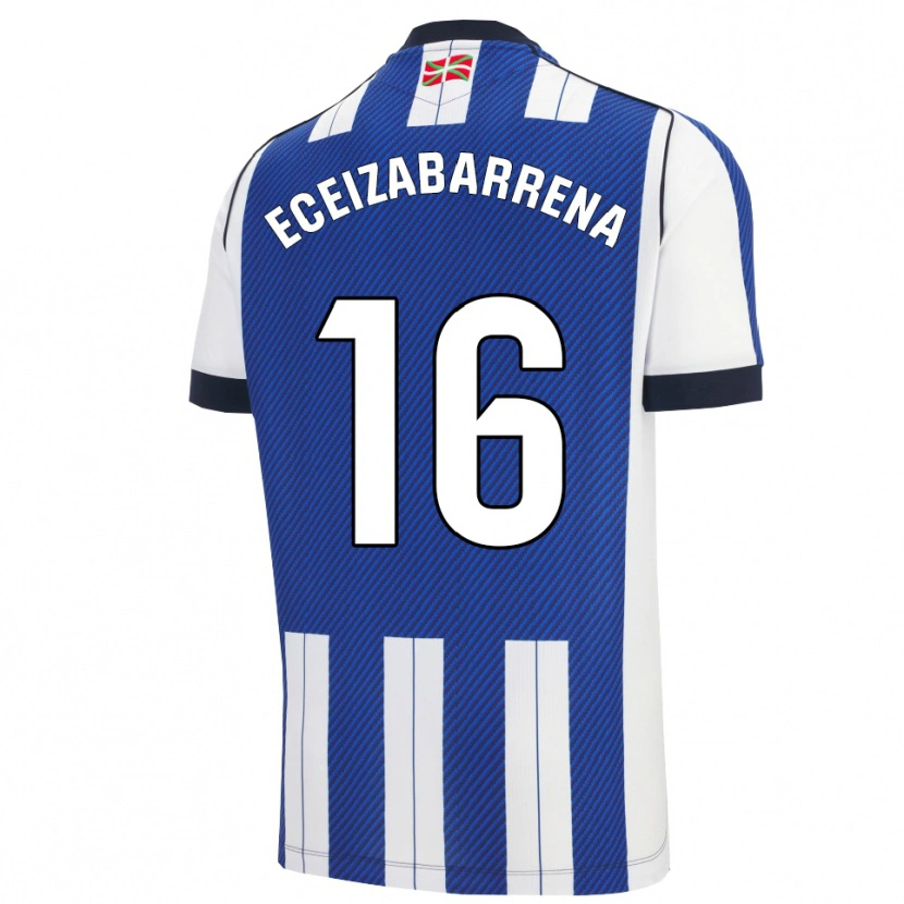 Danxen Mujer Camiseta Jon Eceizabarrena #16 Azul Blanco 1ª Equipación 2025/26 La Camisa