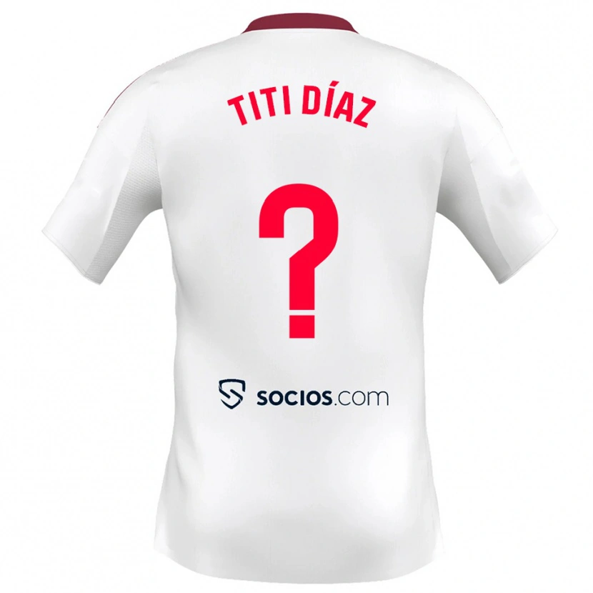 Danxen Mujer Camiseta Titi Díaz #0 Blanco Rojo 1ª Equipación 2025/26 La Camisa