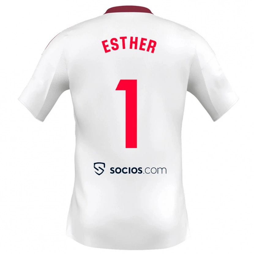 Danxen Mujer Camiseta Esther Sullastres Ayuso #1 Blanco Rojo 1ª Equipación 2025/26 La Camisa