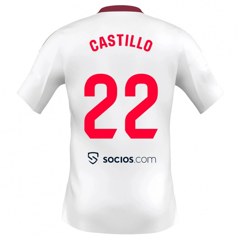 Danxen Mujer Camiseta José Castillo #22 Blanco Rojo 1ª Equipación 2025/26 La Camisa