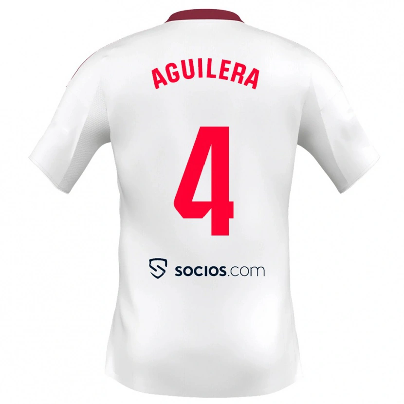 Danxen Mujer Camiseta Juanan Aguilera #4 Blanco Rojo 1ª Equipación 2025/26 La Camisa