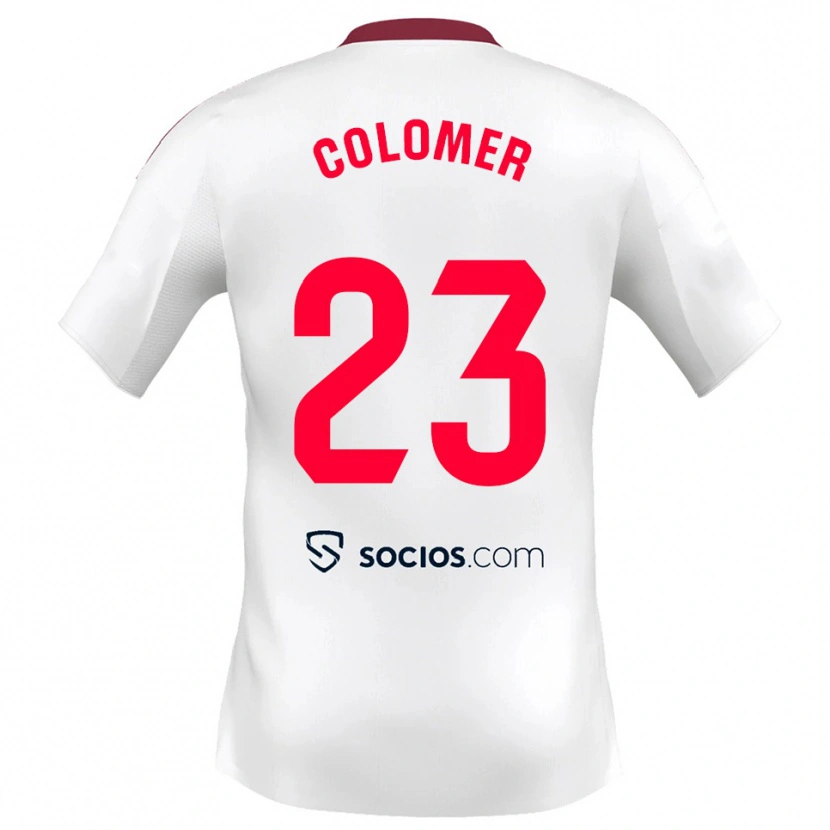Danxen Mujer Camiseta Carlos Colomer #23 Blanco Rojo 1ª Equipación 2025/26 La Camisa