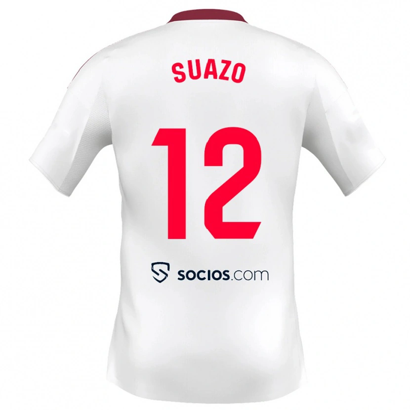 Danxen Mujer Camiseta Gabriel Suazo #12 Blanco Rojo 1ª Equipación 2025/26 La Camisa