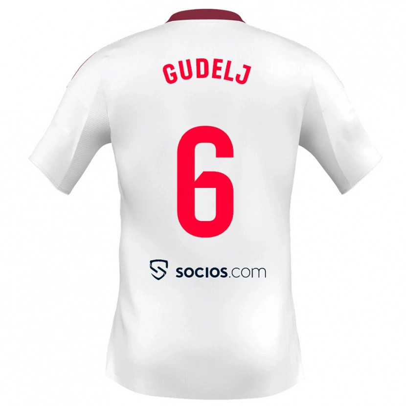 Danxen Mujer Camiseta Nemanja Gudelj #6 Blanco Rojo 1ª Equipación 2025/26 La Camisa