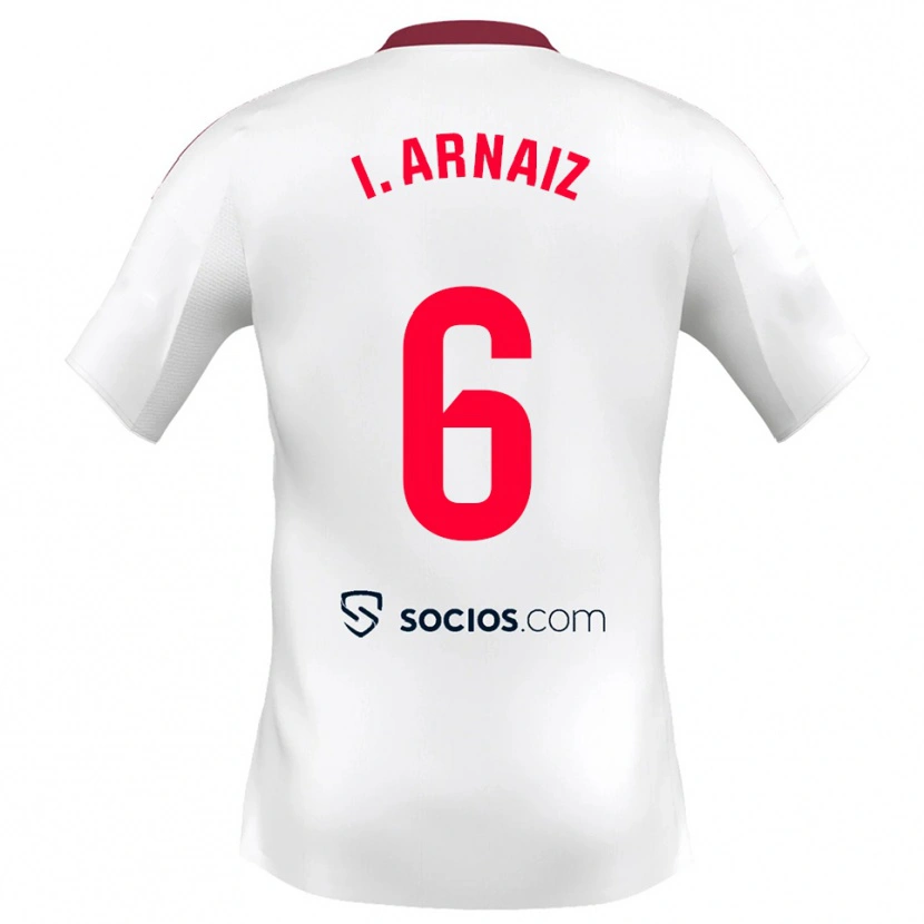 Danxen Mujer Camiseta Iris Arnaiz Gil #6 Blanco Rojo 1ª Equipación 2025/26 La Camisa