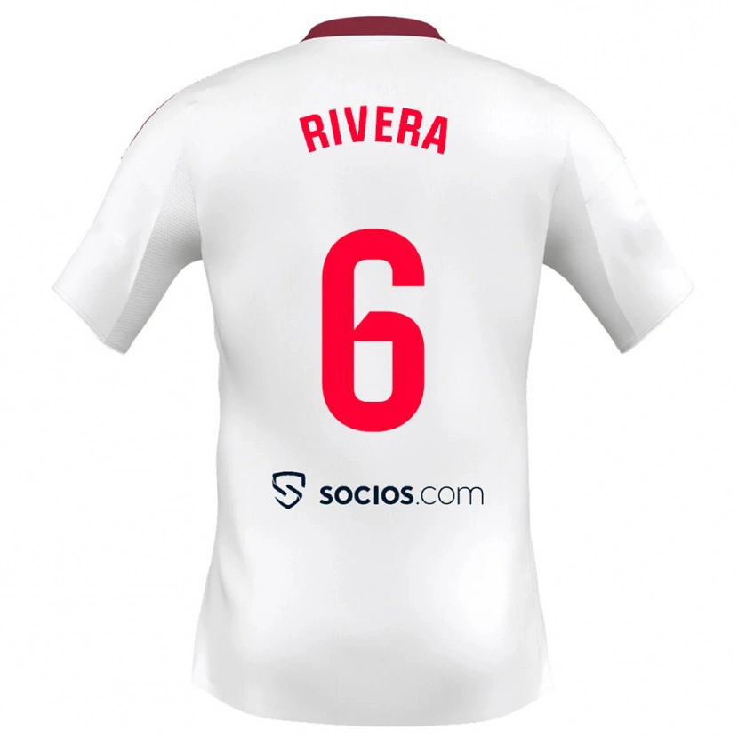 Danxen Mujer Camiseta Pablo Rivera #6 Blanco Rojo 1ª Equipación 2025/26 La Camisa