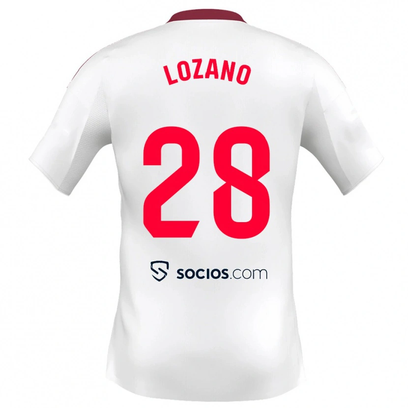 Danxen Mujer Camiseta Elena Lozano #28 Blanco Rojo 1ª Equipación 2025/26 La Camisa