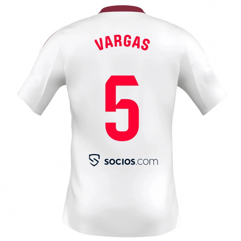 Danxen Mujer Camiseta Rubén Vargas #5 Blanco Rojo 1ª Equipación 2025/26 La Camisa