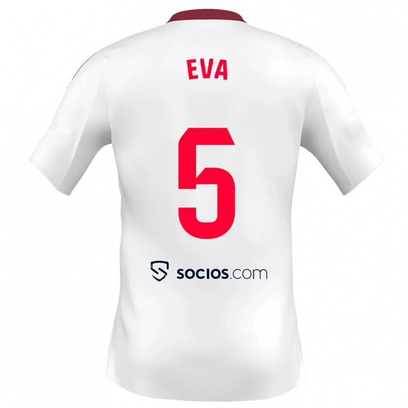 Danxen Mujer Camiseta Eva Llamas Hernández #5 Blanco Rojo 1ª Equipación 2025/26 La Camisa