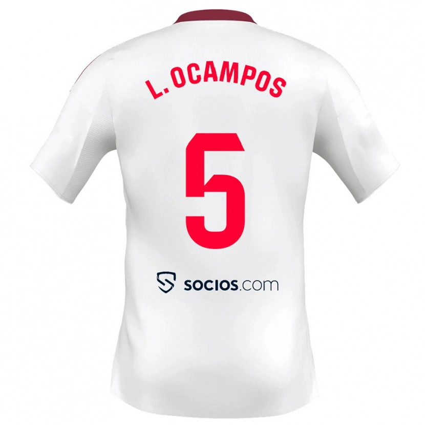 Danxen Mujer Camiseta Lucas Ocampos #5 Blanco Rojo 1ª Equipación 2025/26 La Camisa