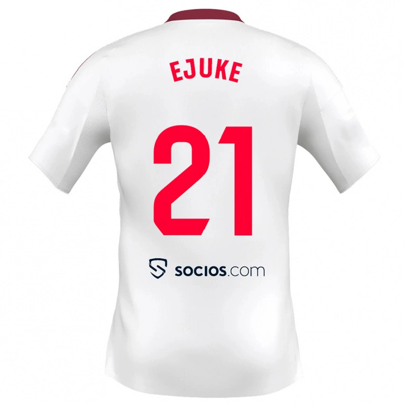 Danxen Mujer Camiseta Chidera Ejuke #21 Blanco Rojo 1ª Equipación 2025/26 La Camisa