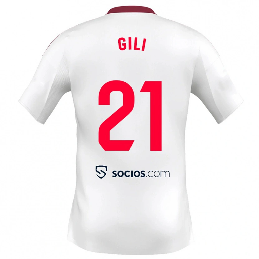 Danxen Mujer Camiseta Gemma Gili #21 Blanco Rojo 1ª Equipación 2025/26 La Camisa