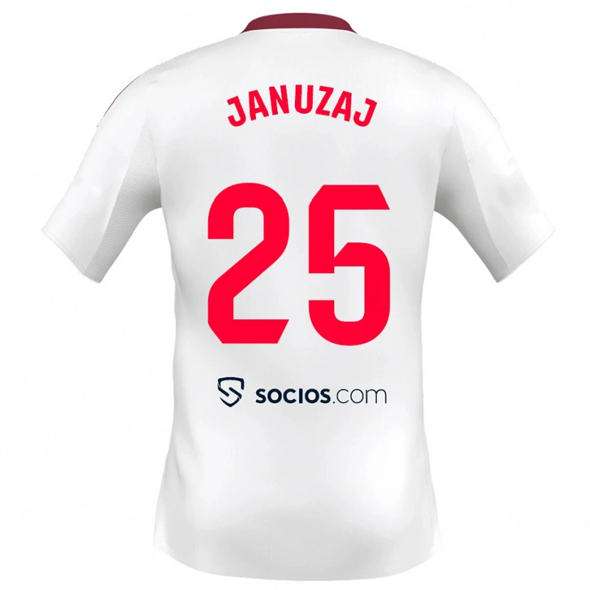 Danxen Mujer Camiseta Adnan Januzaj #25 Blanco Rojo 1ª Equipación 2025/26 La Camisa