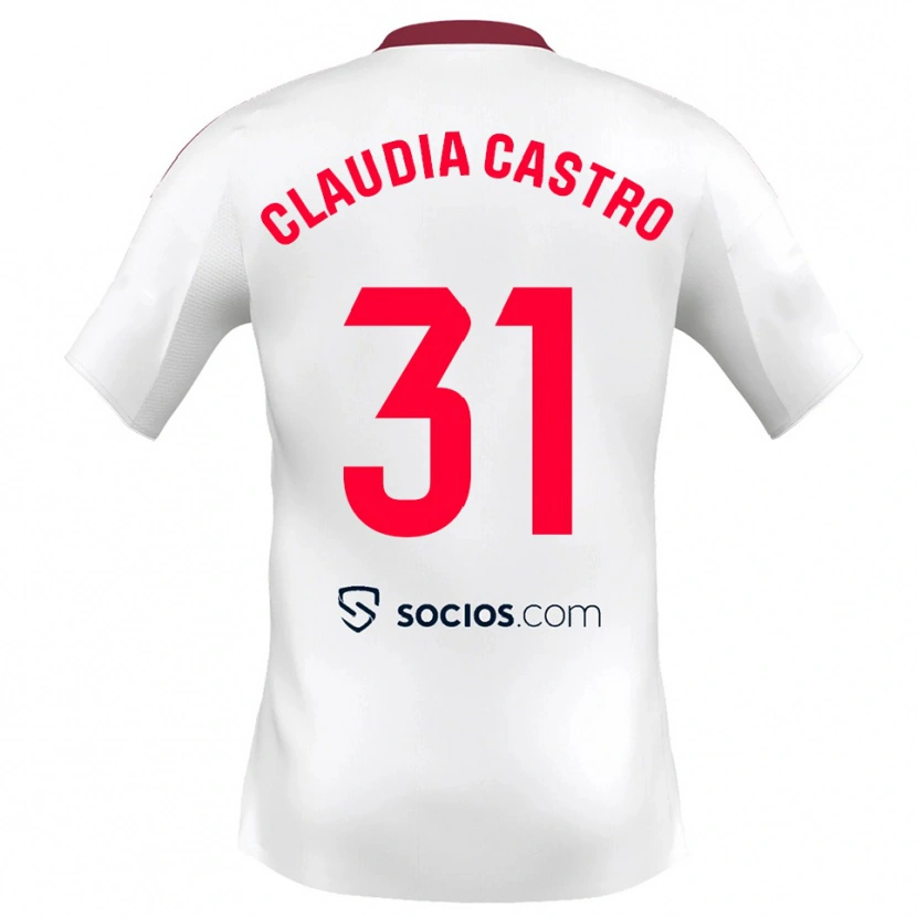 Danxen Mujer Camiseta Claudia Castro Romero #31 Blanco Rojo 1ª Equipación 2025/26 La Camisa