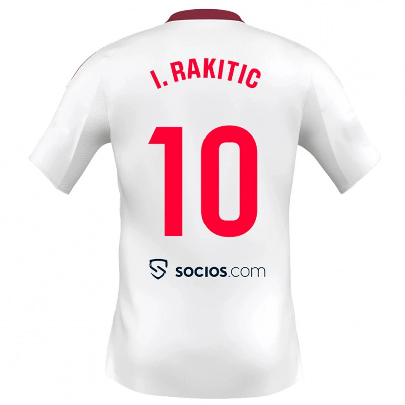 Danxen Mujer Camiseta Ivan Rakitic #10 Blanco Rojo 1ª Equipación 2025/26 La Camisa