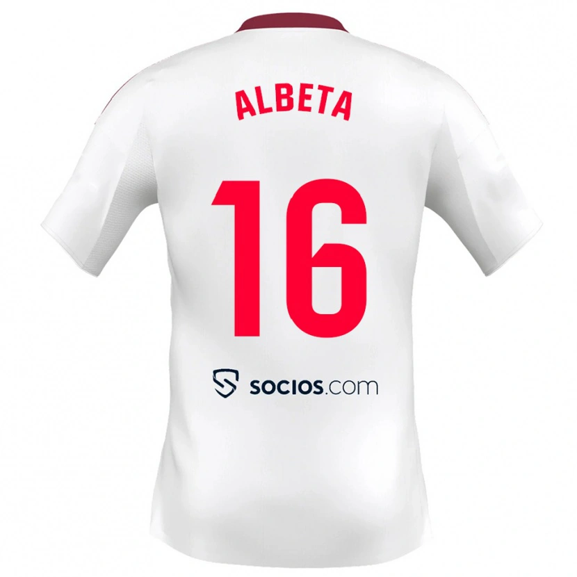 Danxen Mujer Camiseta Alba López Pérez #16 Blanco Rojo 1ª Equipación 2025/26 La Camisa