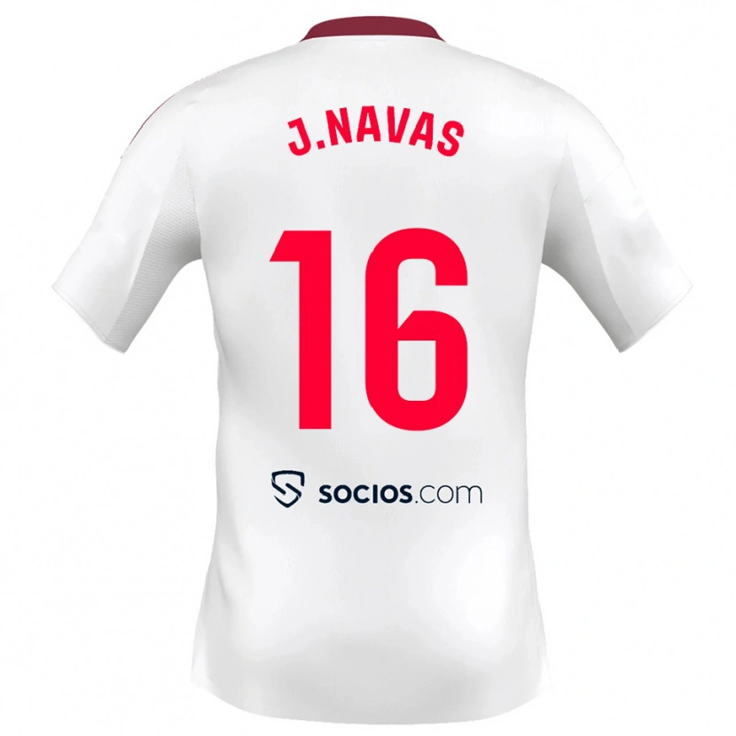 Danxen Mujer Camiseta Jesus Navas #16 Blanco Rojo 1ª Equipación 2025/26 La Camisa