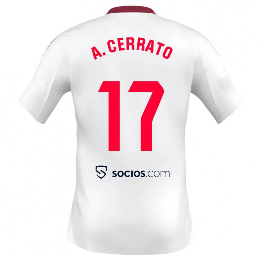 Danxen Mujer Camiseta Alba Cerrato Izquierdo #17 Blanco Rojo 1ª Equipación 2025/26 La Camisa