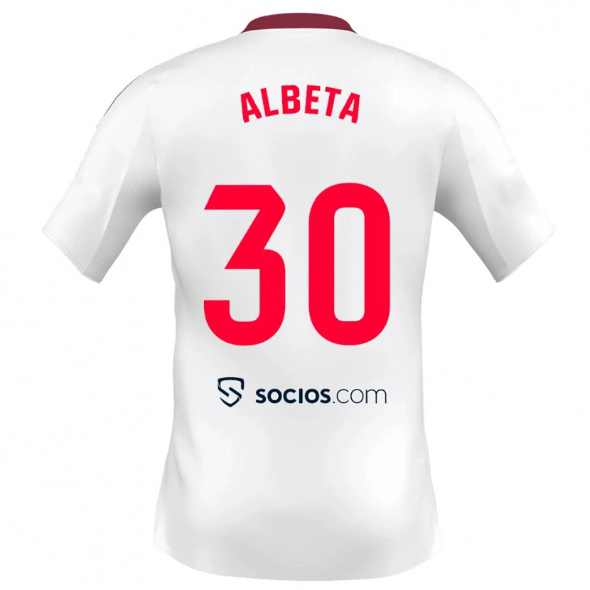 Danxen Mujer Camiseta Alba María López Montiel #30 Blanco Rojo 1ª Equipación 2025/26 La Camisa