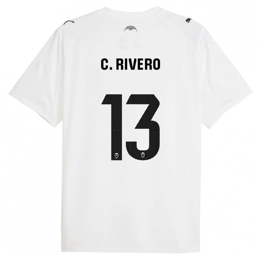 Danxen Mujer Camiseta Cristian Rivero #13 Blanco Negro 1ª Equipación 2025/26 La Camisa
