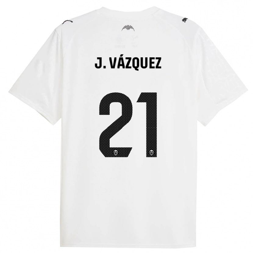 Danxen Mujer Camiseta Jesús Vázquez #21 Blanco Negro 1ª Equipación 2025/26 La Camisa