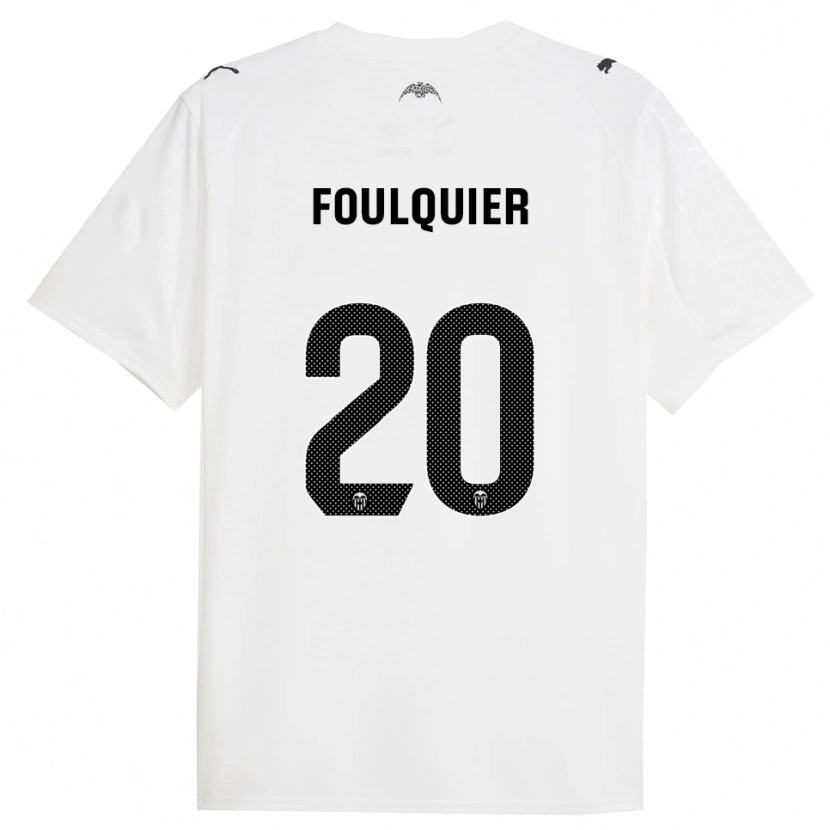 Danxen Mujer Camiseta Dimitri Foulquier #20 Blanco Negro 1ª Equipación 2025/26 La Camisa