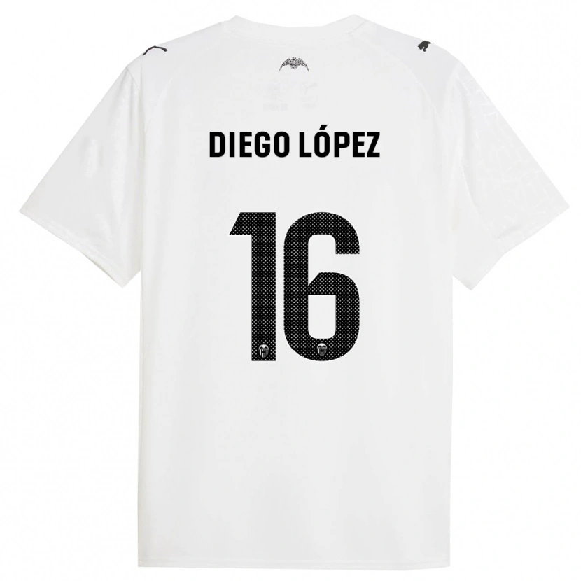 Danxen Mujer Camiseta Diego López #16 Blanco Negro 1ª Equipación 2025/26 La Camisa