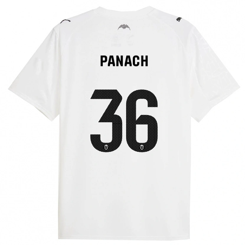 Danxen Mujer Camiseta Alejandro Panach #36 Blanco Negro 1ª Equipación 2025/26 La Camisa