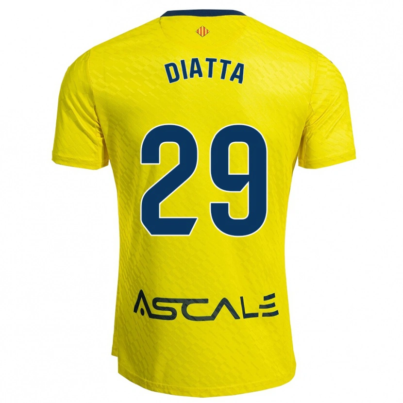 Danxen Mujer Camiseta Alassane Diatta #29 Amarillo Marino 1ª Equipación 2025/26 La Camisa