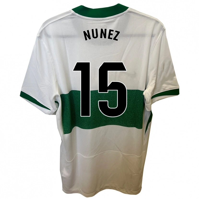 Danxen Mujer Camiseta Álvaro Núñez #15 Blanco Verde 1ª Equipación 2025/26 La Camisa