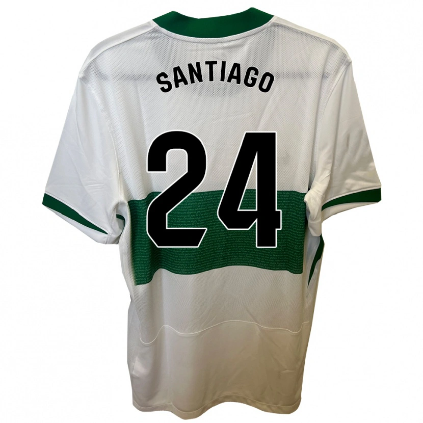 Danxen Mujer Camiseta Yago Santiago #24 Blanco Verde 1ª Equipación 2025/26 La Camisa