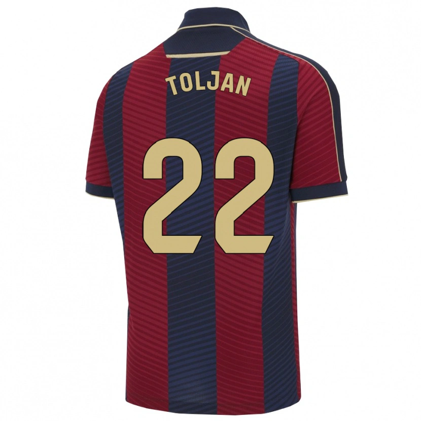 Danxen Mujer Camiseta Jeremy Toljan #22 Rojo Marino 1ª Equipación 2025/26 La Camisa